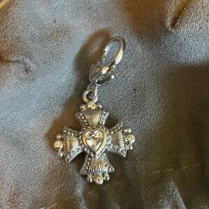Judith Ripka Sterling Silver Maltese Cross Charm Pendant enhancer heart